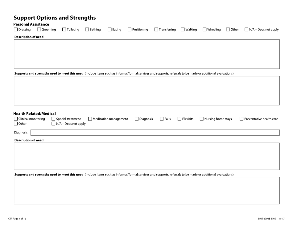 Form DHS-6791B-ENG Community Support Plan With Coordinated Services and Supports Plan - Minnesota, Page 4