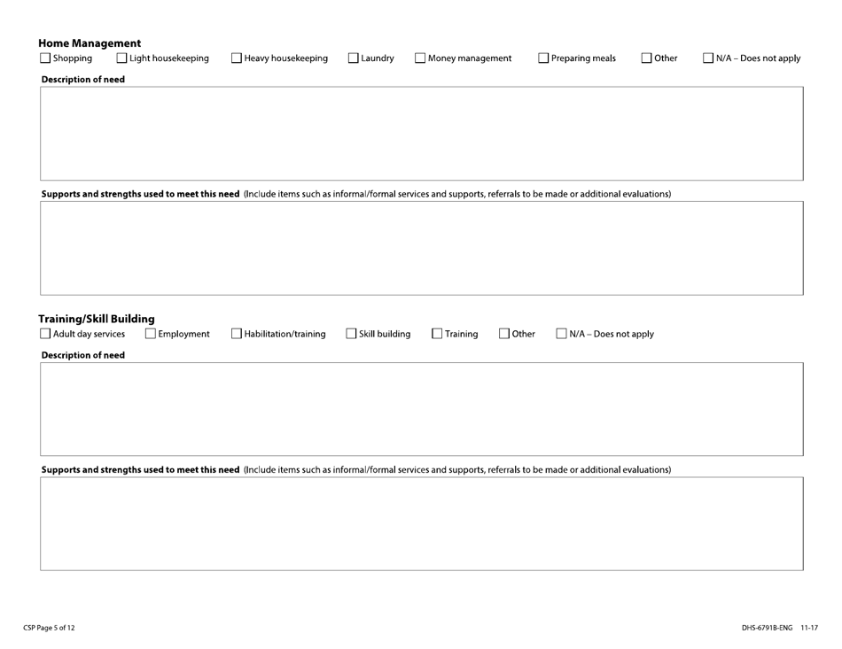 Form DHS-6791B-ENG Community Support Plan With Coordinated Services and Supports Plan - Minnesota, Page 5