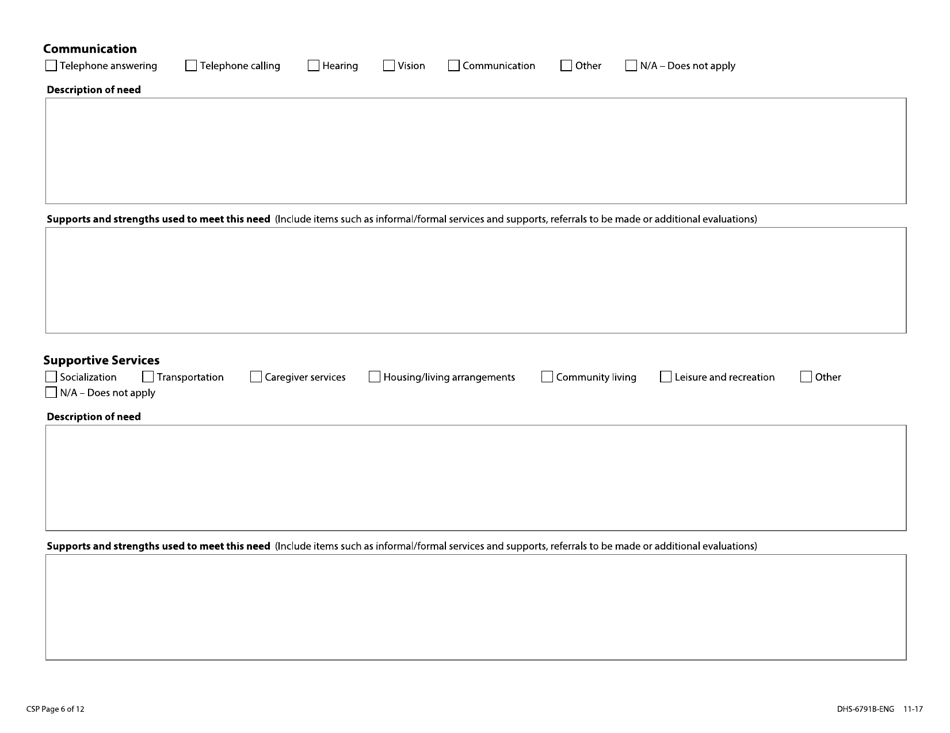 Form DHS-6791B-ENG Community Support Plan With Coordinated Services and Supports Plan - Minnesota, Page 6