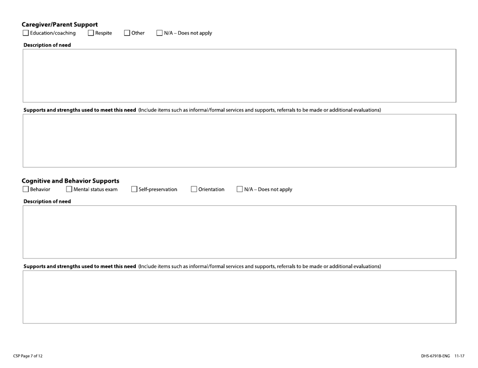 Form DHS-6791B-ENG Community Support Plan With Coordinated Services and Supports Plan - Minnesota, Page 7