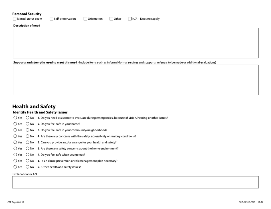 Form DHS-6791B-ENG Community Support Plan With Coordinated Services and Supports Plan - Minnesota, Page 8