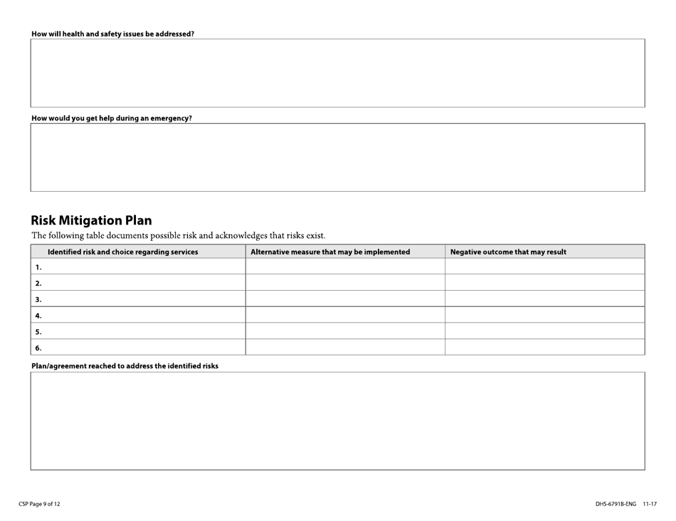 Form DHS-6791B-ENG Community Support Plan With Coordinated Services and Supports Plan - Minnesota, Page 9