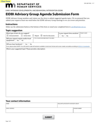 Document preview: Form DHS-3807-ENG Eidbi Advisory Group Agenda Submission Form - Minnesota