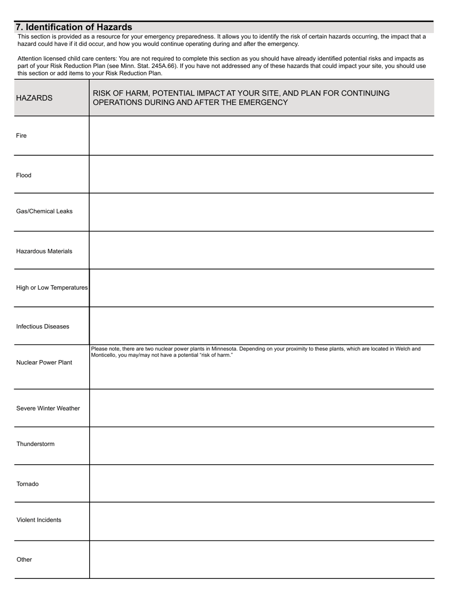 Child Care Emergency Plan - Minnesota, Page 5