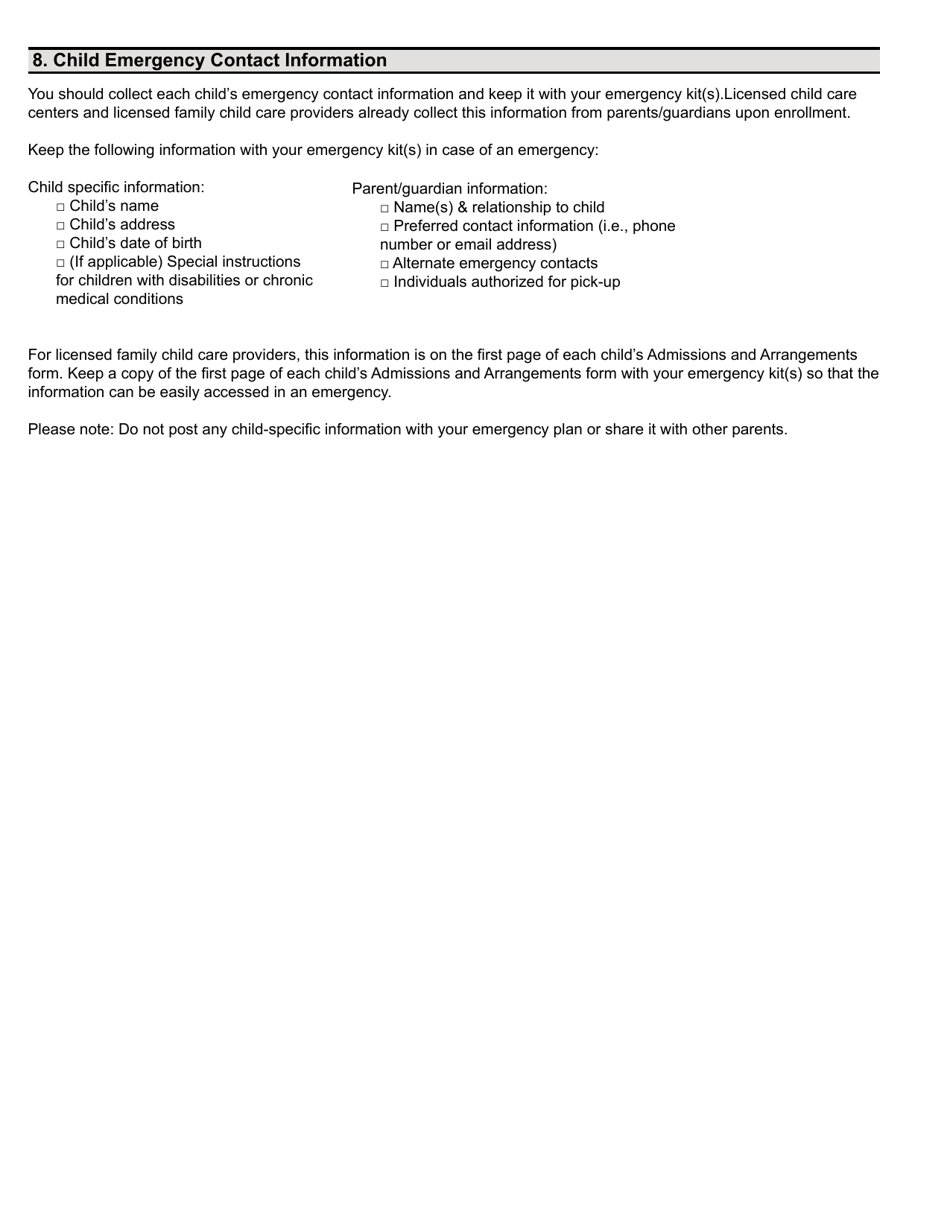 Child Care Emergency Plan - Minnesota, Page 6