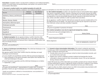 Immunization Form - Minnesota, Page 2