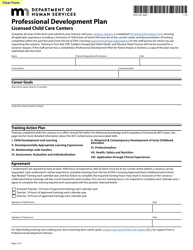 Document preview: Form DHS-7921-ENG Professional Development Plan Licensed Child Care Centers - Minnesota
