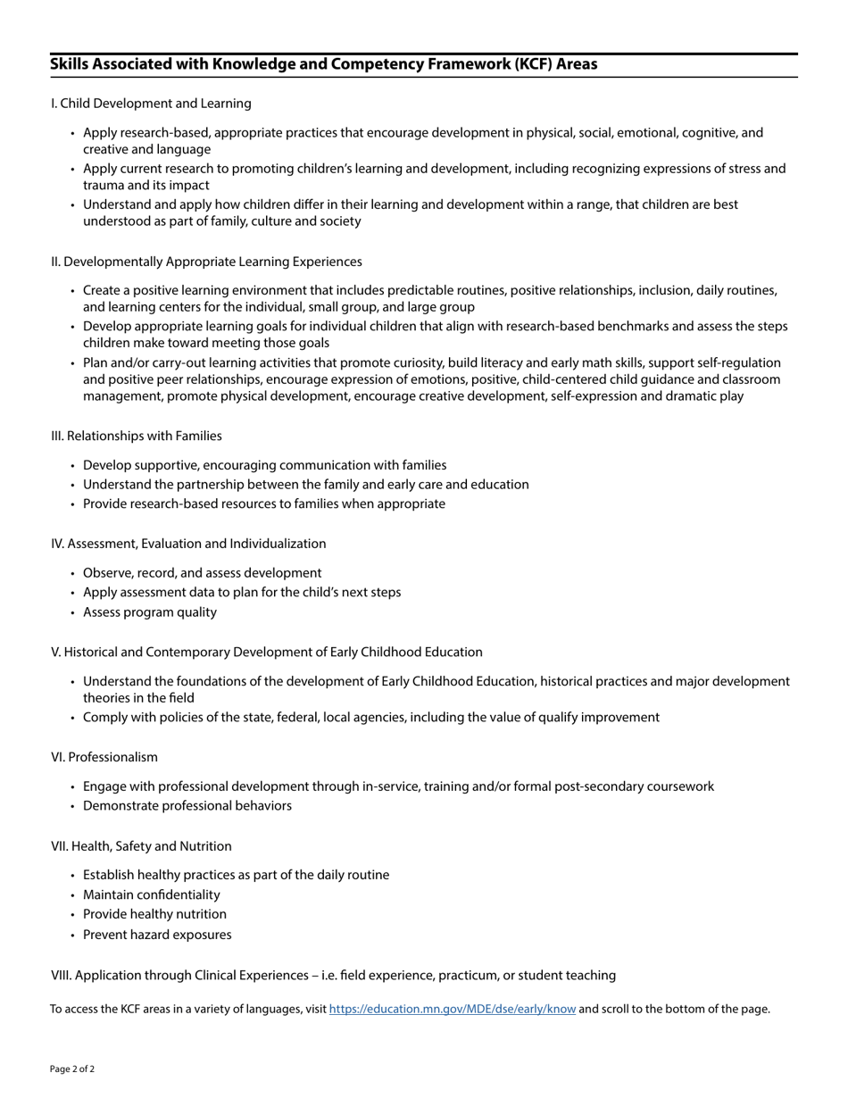 Form DHS-7921-ENG Professional Development Plan Licensed Child Care Centers - Minnesota, Page 2