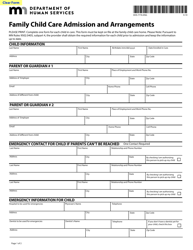 Form DHS-7776-ENG &quot;Family Child Care Admission and Arrangements&quot; - Minnesota