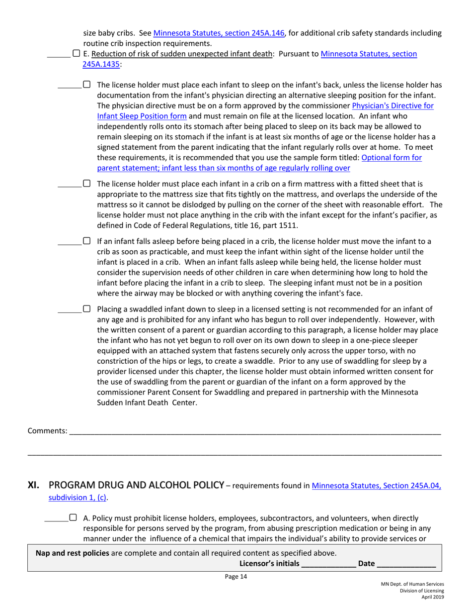 Guidelines for Developing Policies and Procedures for Licensed Child Care Centers (Rule 3 Programs) - Minnesota, Page 14