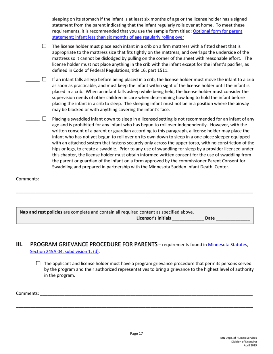 Guidelines for Developing Policies and Procedures for Licensed Child Care Centers (Rule 3 Programs) - Minnesota, Page 17