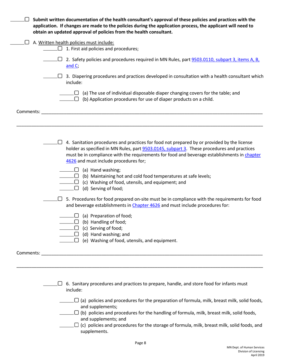Guidelines for Developing Policies and Procedures for Licensed Child Care Centers (Rule 3 Programs) - Minnesota, Page 8