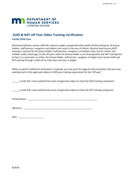 Document preview: Form DHS-3803-ENG Suid & Aht off Year Video Training Verification - Minnesota