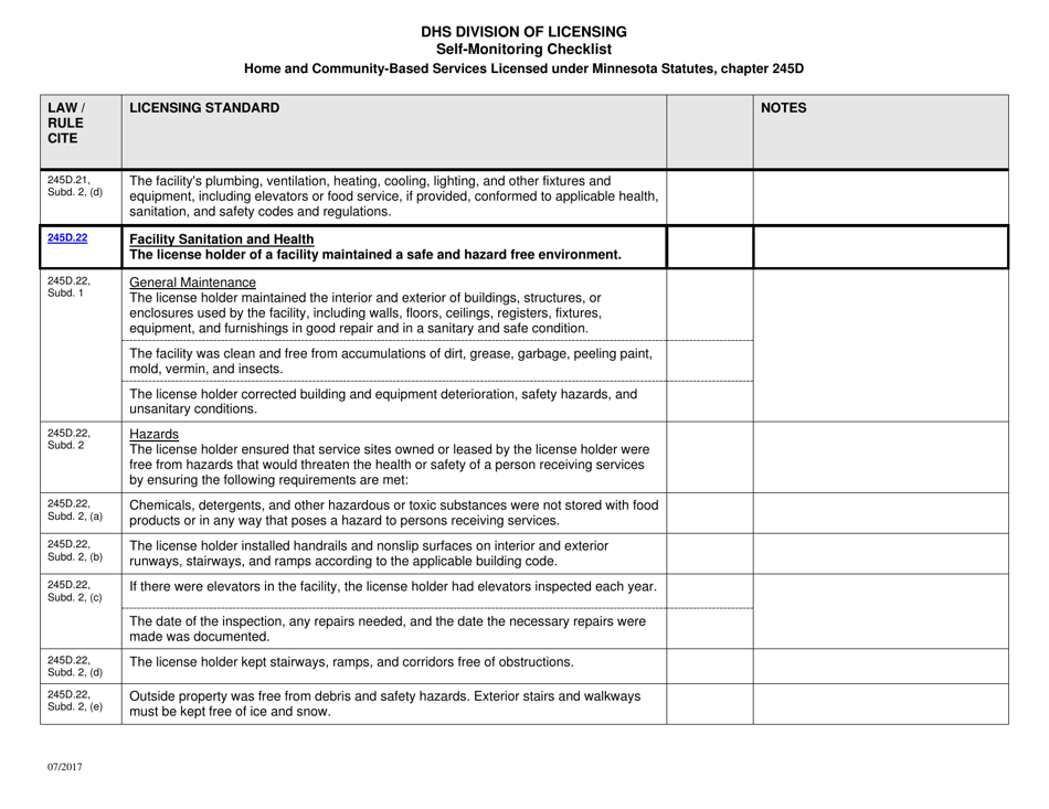Form DHS-7652N-ENG Self-monitoring Checklist for Licensed Hcbs Providers: Physical Environment for Community Residential Setting - Minnesota, Page 3