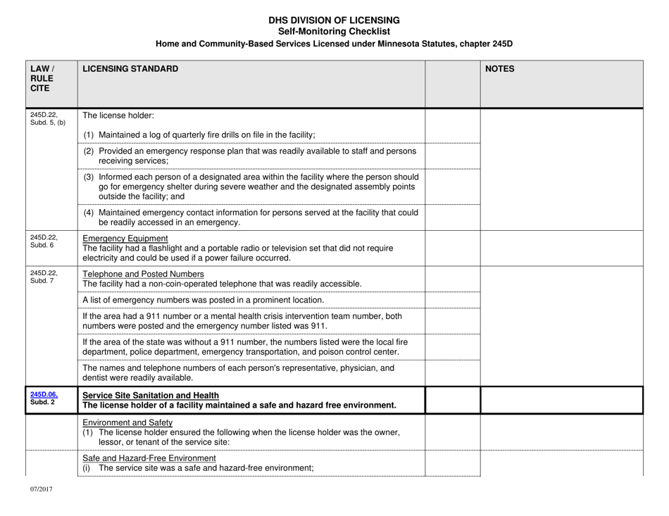 Form DHS-7652N-ENG Self-monitoring Checklist for Licensed Hcbs Providers: Physical Environment for Community Residential Setting - Minnesota, Page 6