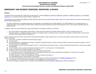 Document preview: Form DHS-7652E-ENG Self-monitoring Checklist for Licensed Hcbs Providers: Emergency and Incident Response, Reporting and Review - Minnesota