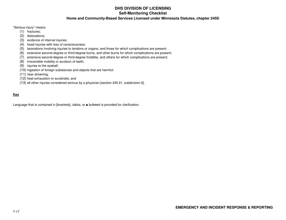 Form DHS-7652E-ENG Self-monitoring Checklist for Licensed Hcbs Providers: Emergency and Incident Response, Reporting and Review - Minnesota, Page 2