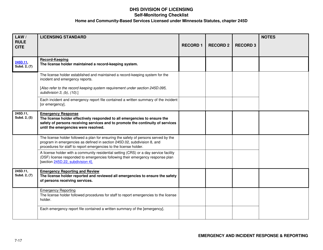 Form DHS-7652E-ENG Self-monitoring Checklist for Licensed Hcbs Providers: Emergency and Incident Response, Reporting and Review - Minnesota, Page 3
