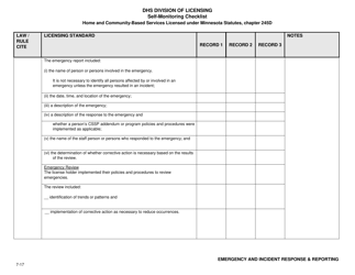 Form DHS-7652E-ENG Self-monitoring Checklist for Licensed Hcbs Providers: Emergency and Incident Response, Reporting and Review - Minnesota, Page 4