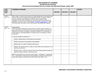 Form DHS-7652E-ENG Self-monitoring Checklist for Licensed Hcbs Providers: Emergency and Incident Response, Reporting and Review - Minnesota, Page 7