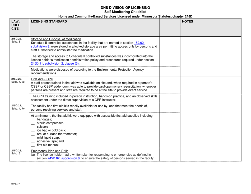Form DHS-7652O-ENG Self-monitoring Checklist for Licensed Hcbs Providers: Physical Environment for Day Service Facility - Minnesota, Page 4