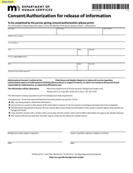 Document preview: Form DHS-7610-ENG Consent/Authorization for Release of Information - Minnesota