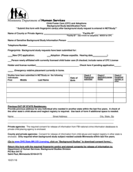 Document preview: Child Foster Care (Cfc) and Adoptions Background Study Identification Form - Minnesota