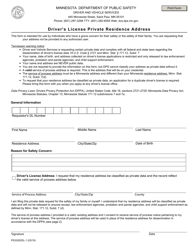 Document preview: Form PS33202DL-1 Driver's License Private Residence Address - Minnesota