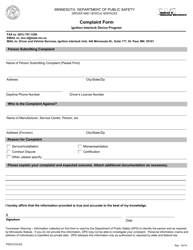 Document preview: Form PS31210-03 Complaint Form - Ignition Interlock Device Program - Minnesota