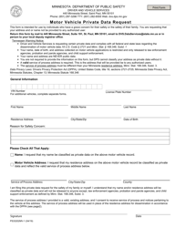 Document preview: Form PS33202MV-1 Motor Vehicle Private Data Request - Minnesota