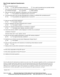 Form PS2231-01 &quot;New Prorate Applicant Questionnaire&quot; - Minnesota, Page 2