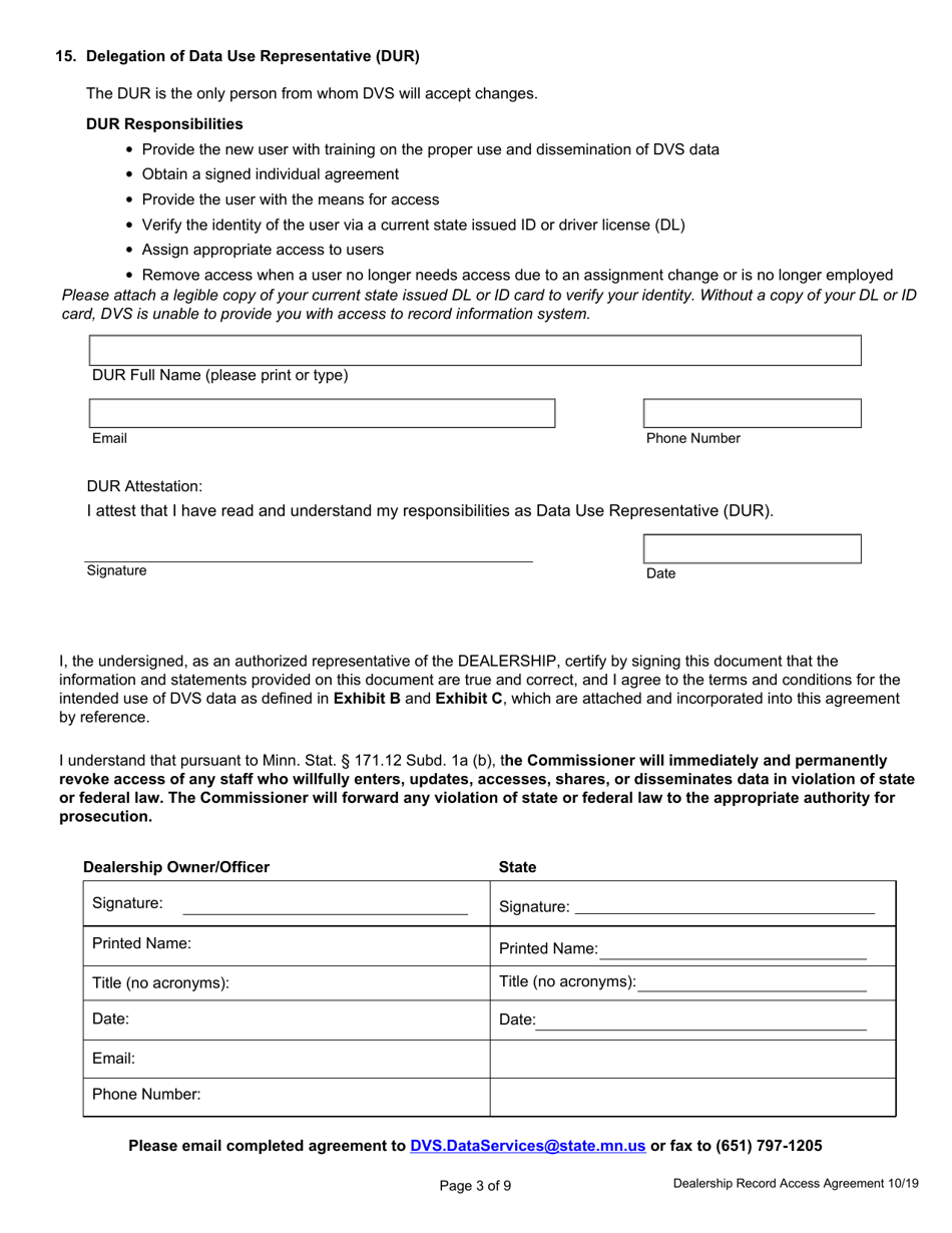 Records Access Agreement - Dealerships - Minnesota, Page 3