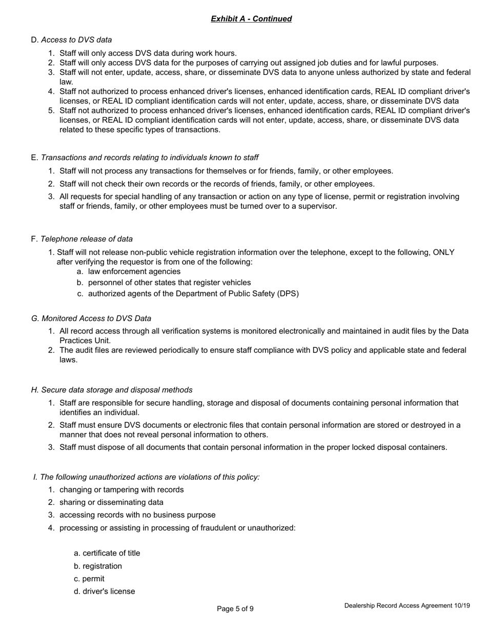 Records Access Agreement - Dealerships - Minnesota, Page 5