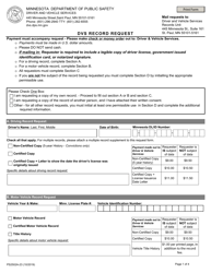 Form PS2502A-23 Dvs Record Request - Minnesota