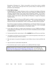 Form CHC101 Instructions - Establishing Custody and Parenting Time for Unmarried Parents Who Have Filed a Recognition of Parentage - Minnesota, Page 2
