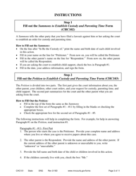 Form CHC101 Instructions - Establishing Custody and Parenting Time for Unmarried Parents Who Have Filed a Recognition of Parentage - Minnesota, Page 3
