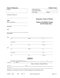Document preview: Form CHC202 Responsive Notice of Motion and Motion to Establish Child Custody and Parenting - Minnesota