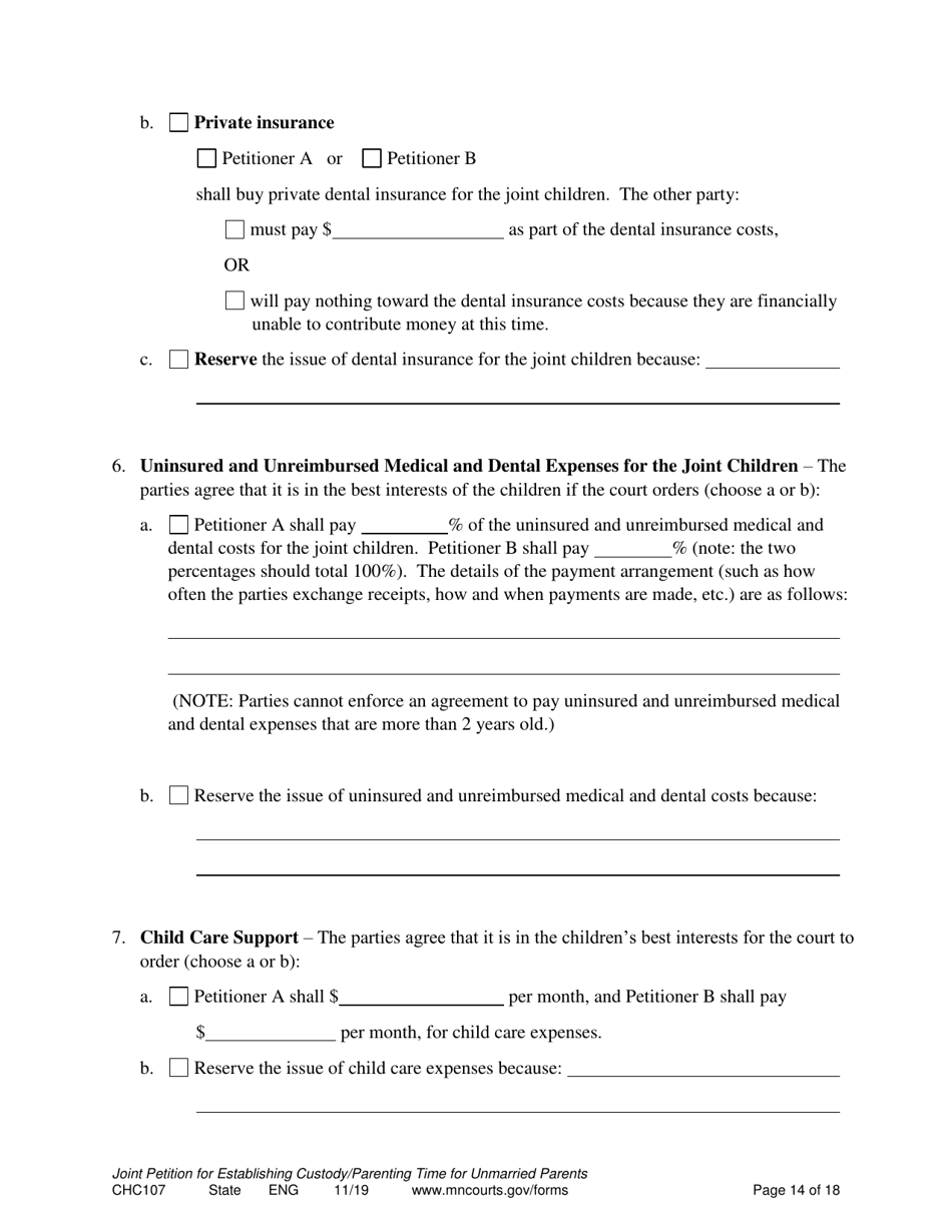 Form CHC107 Download Printable PDF or Fill Online Joint Petition ...