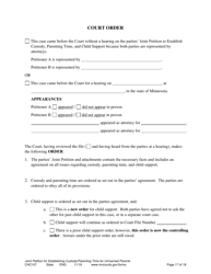 Form CHC107 Joint Petition, Agreement, and Order to Establish Custody, Parenting Time, and Child Support - Minnesota, Page 17