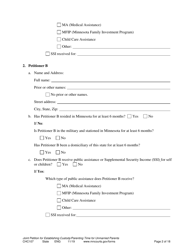 Form CHC107 Joint Petition, Agreement, and Order to Establish Custody, Parenting Time, and Child Support - Minnesota, Page 2
