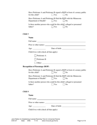 Form CHC107 Joint Petition, Agreement, and Order to Establish Custody, Parenting Time, and Child Support - Minnesota, Page 4