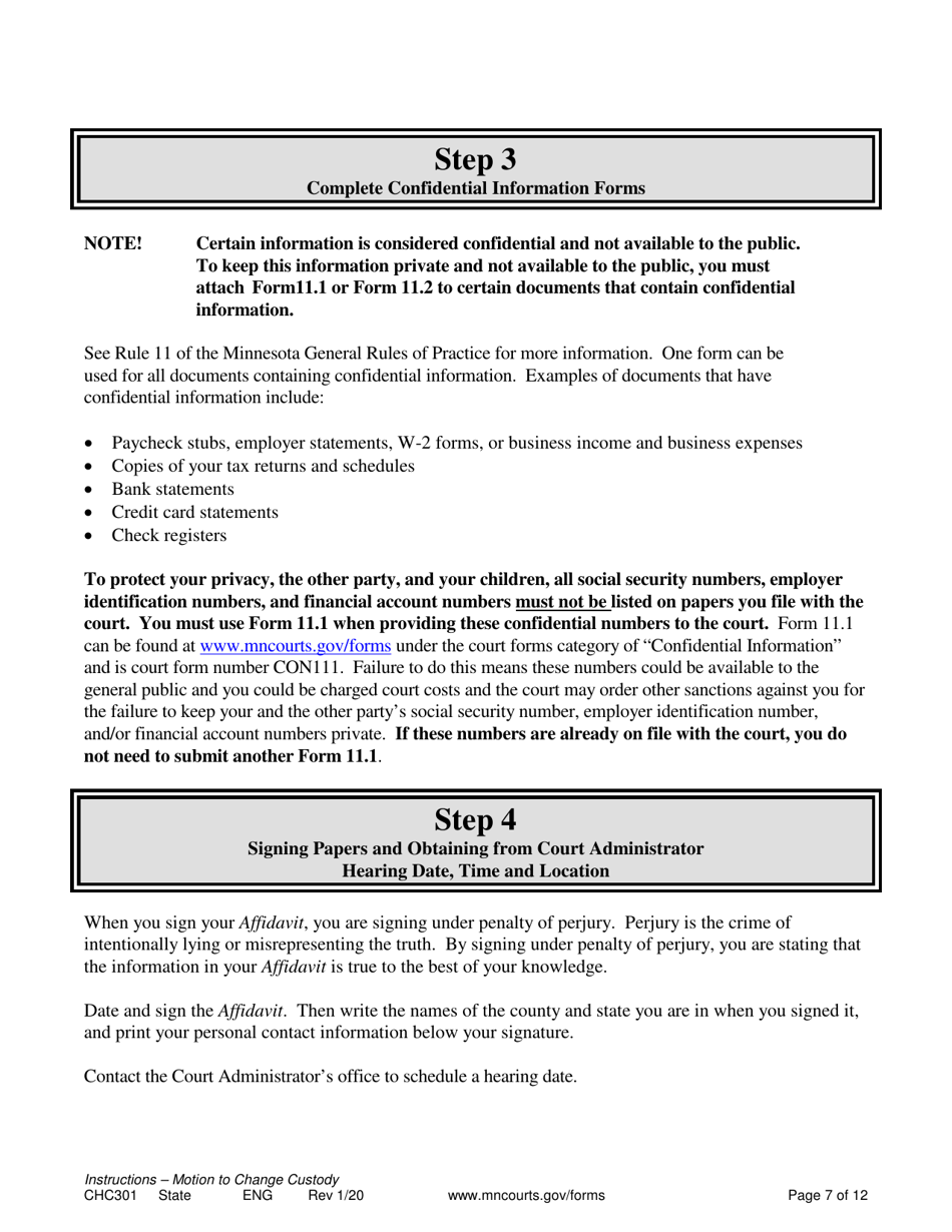 Form CHC301 Instructions - Motion to Change Custody - Minnesota, Page 7