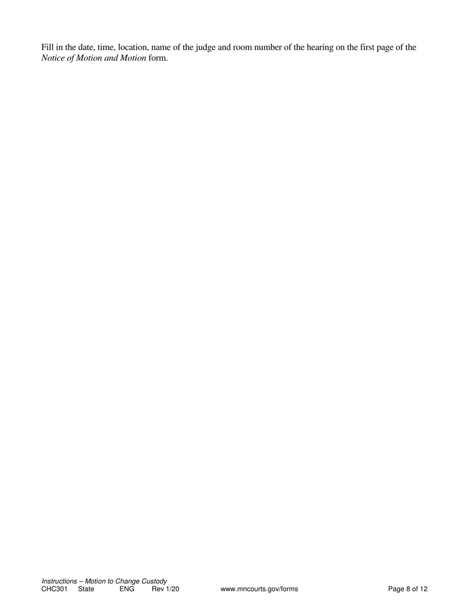 Form CHC301 Instructions - Motion to Change Custody - Minnesota, Page 8