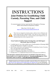 Form CHC106 Instructions - Joint Petition for Establishing Child Custody, Parenting Time, and Child Support - Minnesota