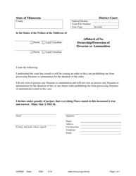 Document preview: Form CHP606 Affidavit of No Ownership/Possession of Firearms or Ammunition - Minnesota