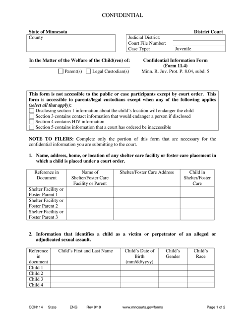 Form 11.4 (CON114)  Printable Pdf