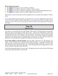Form CHC401 Instructions - Response to Other Party&#039;s Request to Change Child Custody - Minnesota, Page 10
