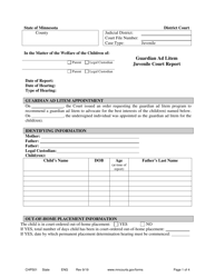 Document preview: Form CHP501 Guardian Ad Litem Juvenile Court Report - Minnesota