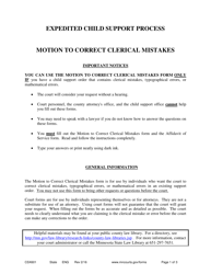 Form CSX601 Instructions - Motion to Correct Clerical Mistakes - Minnesota