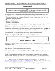 Document preview: Form CSX1301 Instructions - Motion to Reinstate Child Support Interest - Minnesota